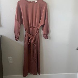 Dark blush midi silk dress